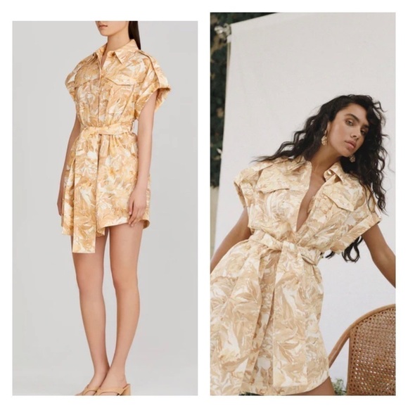 NWT SIGNIFICANT OTHER Lenny Dress Biscuit Tapestry Floral Tie Waist US 8 - Picture 1 of 11